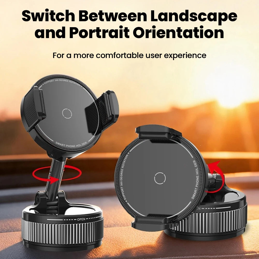 Support Téléphone Voiture à Ventouse – Rotatif à 360°, Pliable et Réglable
