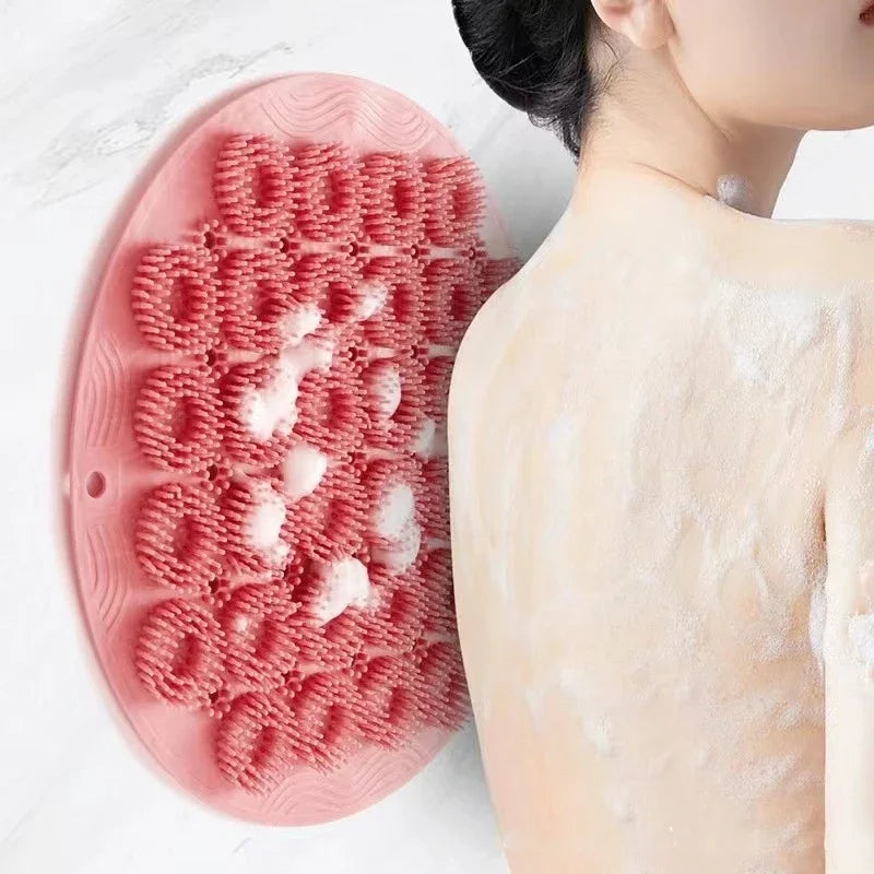 Tapis Exfoliant de Douche en Silicone avec Fixation Murale à Ventouses – Massage & Nettoyage du Dos & Pieds