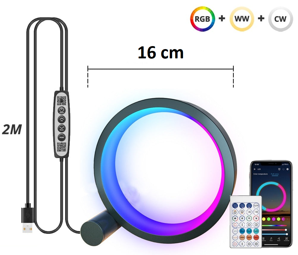 Lampe circulaire LED contrôlée par Bluetooth