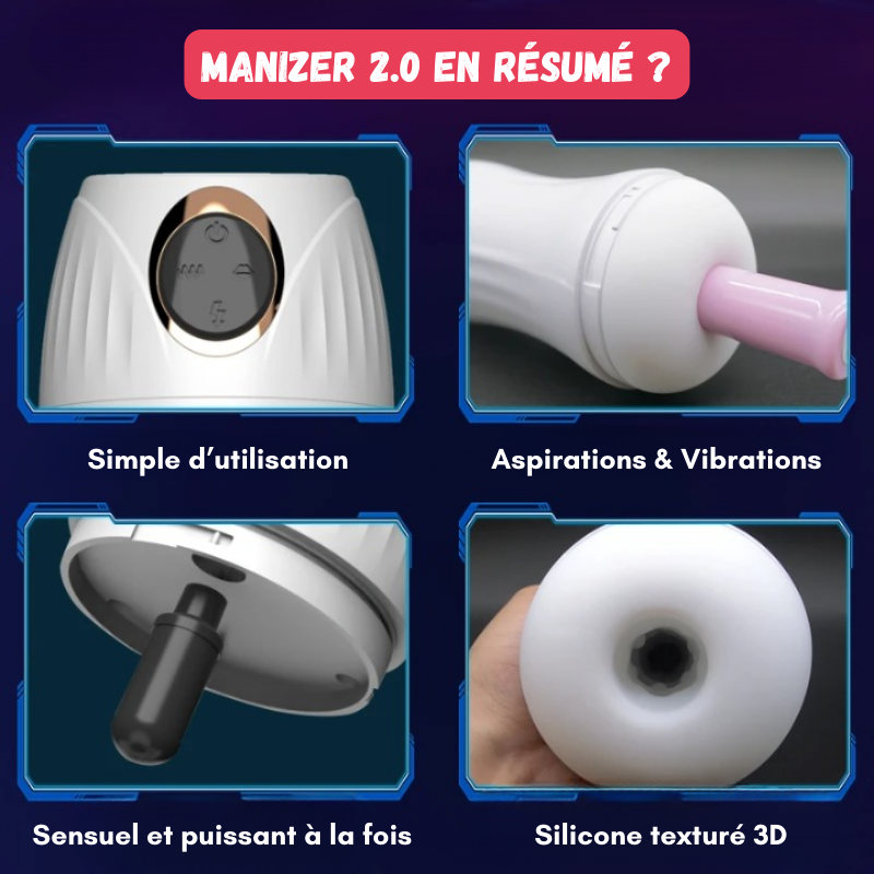 MANIZER 2.0 - Masturbateur vibrant et aspirant - Système vocal intégré