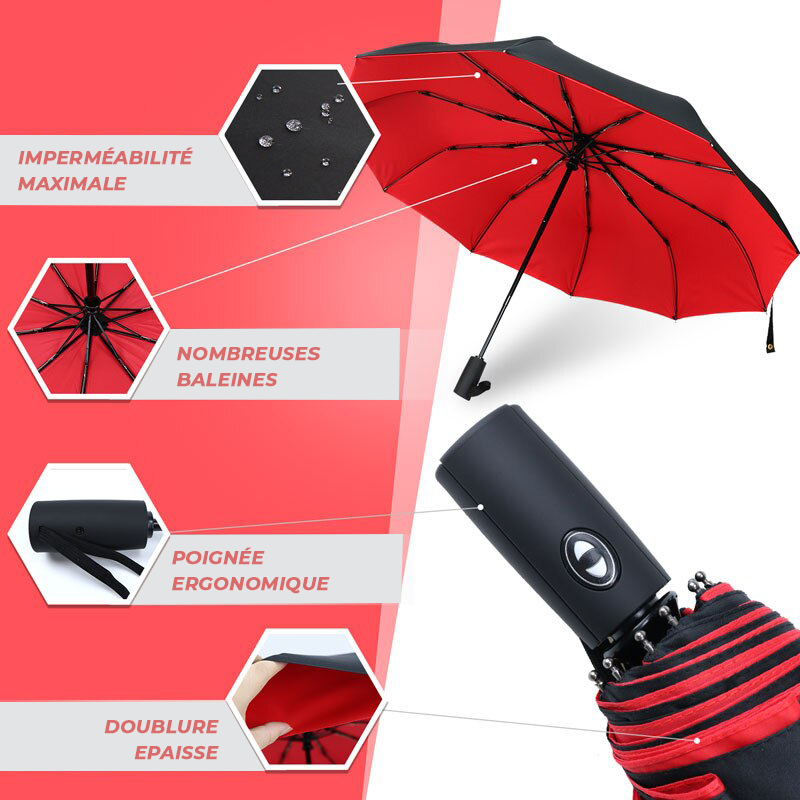 Parapluie XXL double couche et coupe-vent